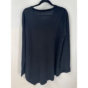 Eileen Fisher Women's Merino Wool V-Neck‎ Sweater Tunic Top Long Sleeve Black XL